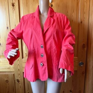 XCVI Womens Jacket Size L Salmon Pink Lightweight Cotton Casual Pockets